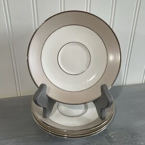 Lenox China Federal Platinum Frost Set of 4 Coffee Cup Saucers Discontinued